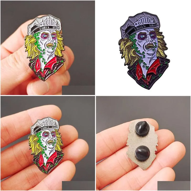 Horror Movies Beetlejuice Enamel Pins Collect Journey To Hell Death Metal Cartoon Brooch Backpack Collar Lapel Badges