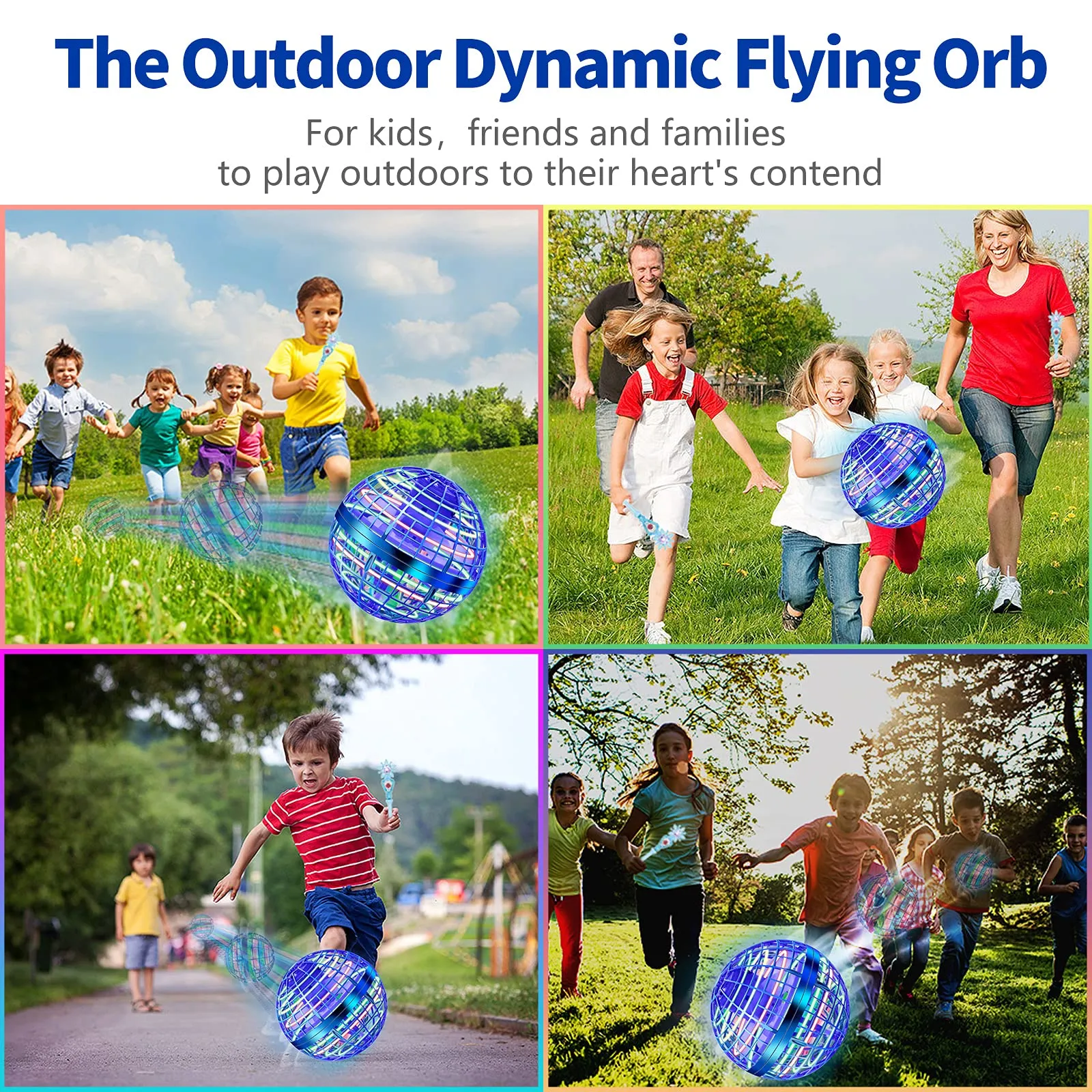 flying ball toys. 2021 upgraded nebula orb toy flying spinner drones cool ufo drone space boomerang magic gifts indoor outdoor for kids boys girls floating rotating hover ball soaring orb blue