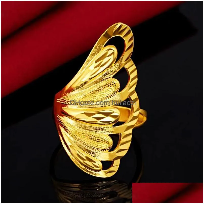 Elegant Female Gold Ring Pattern Carving Heart Design 100% 925 Sterling  Silver Popular Ring Jewelry