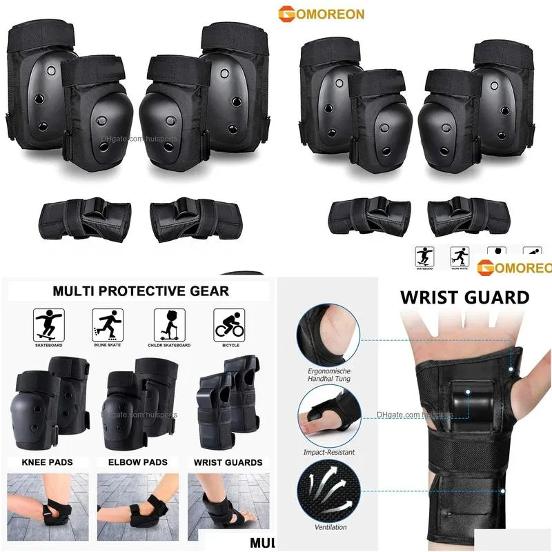 elbow knee pads gomoreon 6pcs adult/youth knee pads elbow pads wrist guards protective gear set for multi sports skateboarding skating cycling