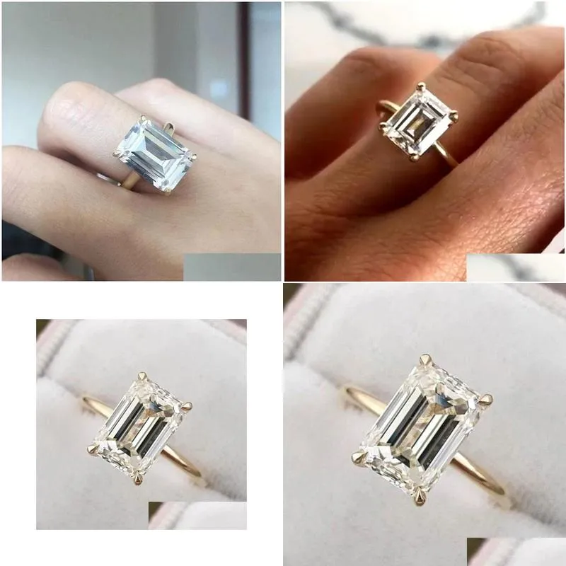 2021 fashions women sterling silver 925 jewellery classic engagement ring emerald cut diamond ring