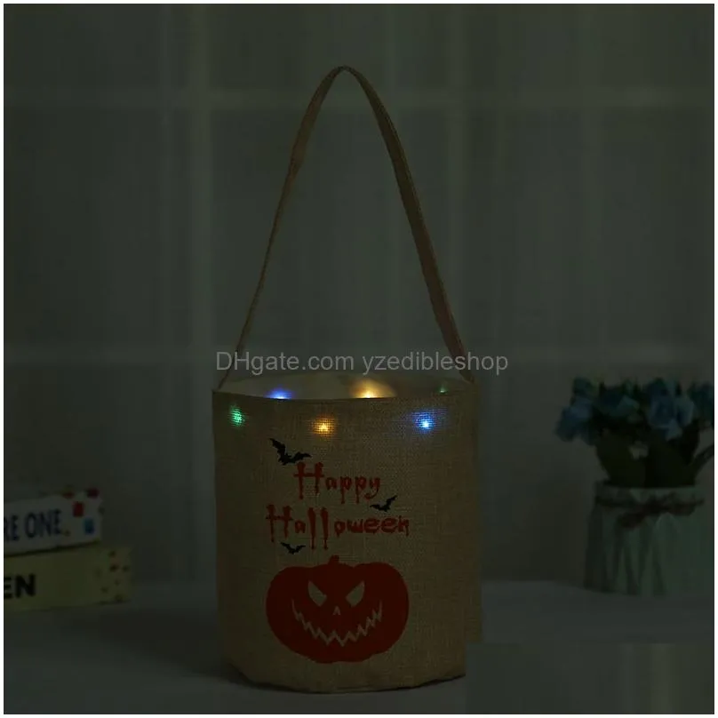 luminous halloween candy bags party supplies canvas bucket bag sacks stuff tote bags for trick or treat reusable grocery bag