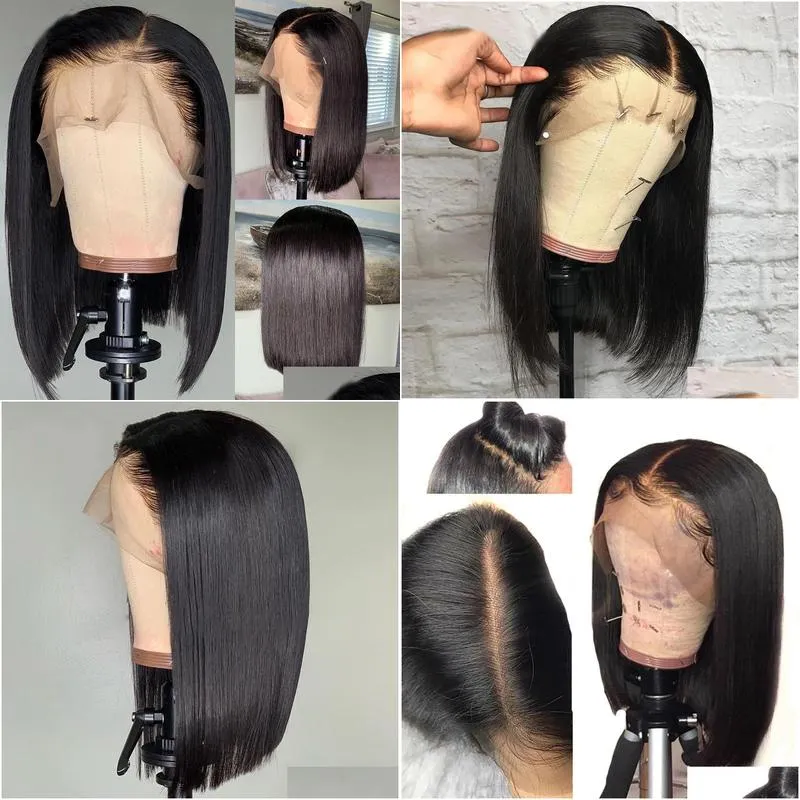 13x6 straight human hair lace front wigs black women deep parting wigs with baby hair pre plucked brazilian remy hair