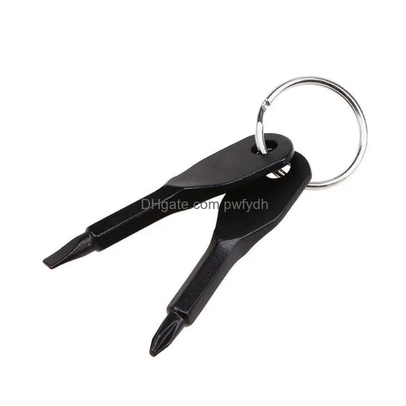 portable screwdriver keychain edc keychain screwdriver keychain pocket outdoor 4 piece keys flat head cross stainless steel mini pocket survival