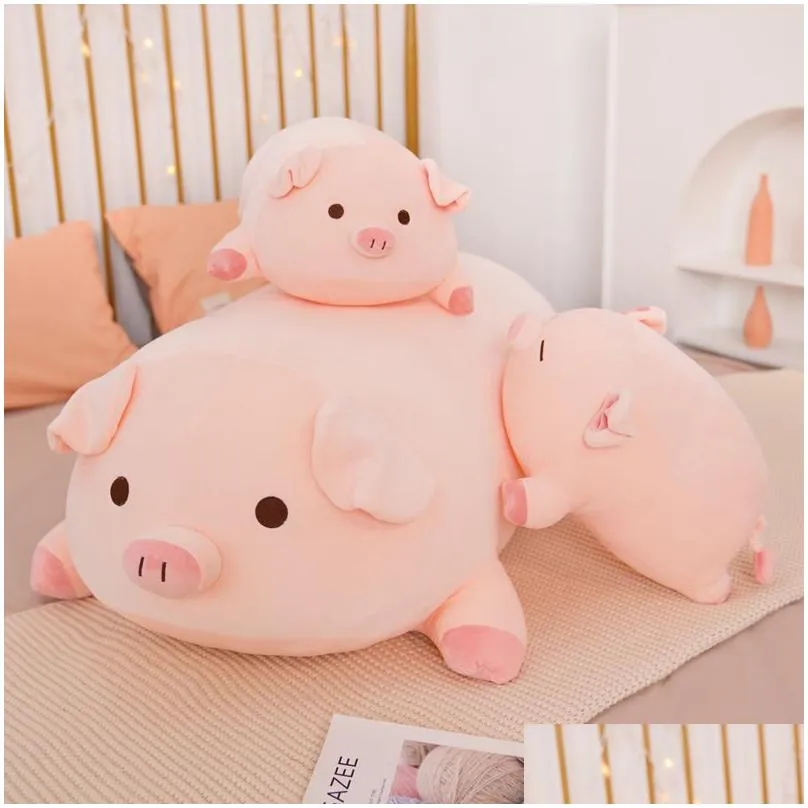 Plush Dolls 40/50/60/80Cm Squish Pig Stuffed Doll Lying Plush Piggy Toy Animal Soft Plushie Pillow Cushion Kids Baby Comforting Gift 2 Dhcap