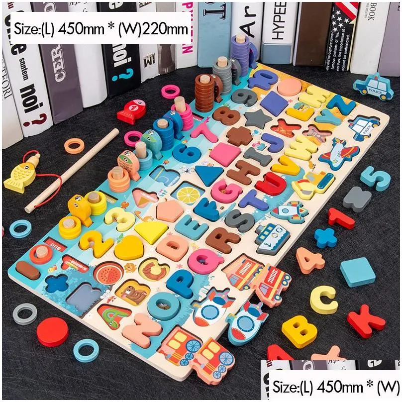 Learning Toys Learning Toys Kids Montessori Math For Toddlers Educational Wooden Puzzle Fishing Count Number Shape Matching Sorter Gam Dhscu