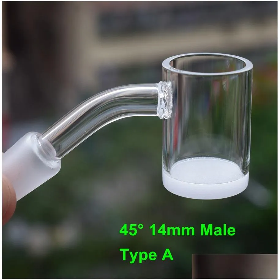 smoking accessories 4mm opaque bottom quartz banger nail 10mm 14mm 18mm male female 45 90 degrees for glass bong bowl pipes adapter dab