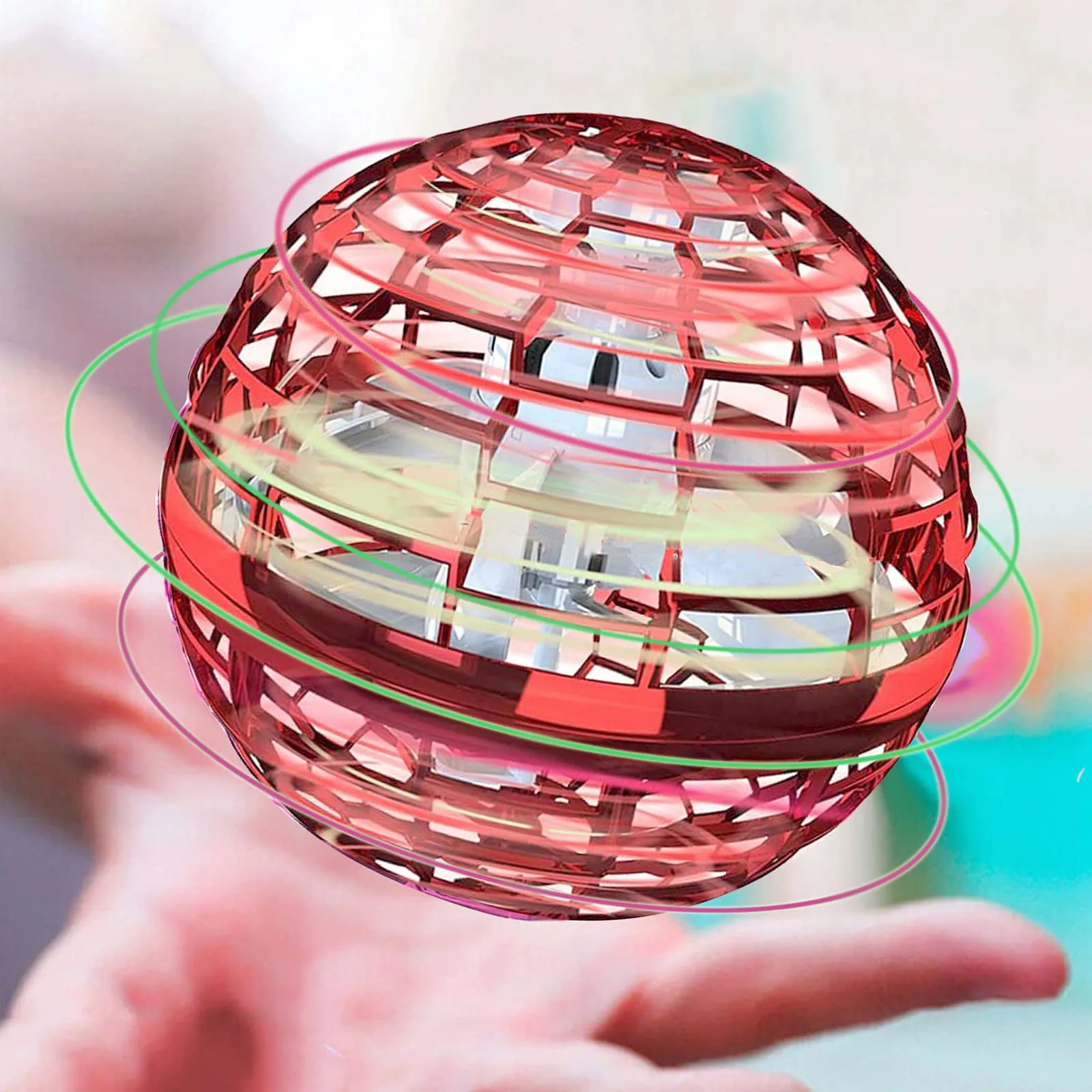 flying ball space orb hover ball flying toys for kids adults magic flying orb 360ﾰrotating with dream led indoor outdoor hot toys for christmas festival 2021 red