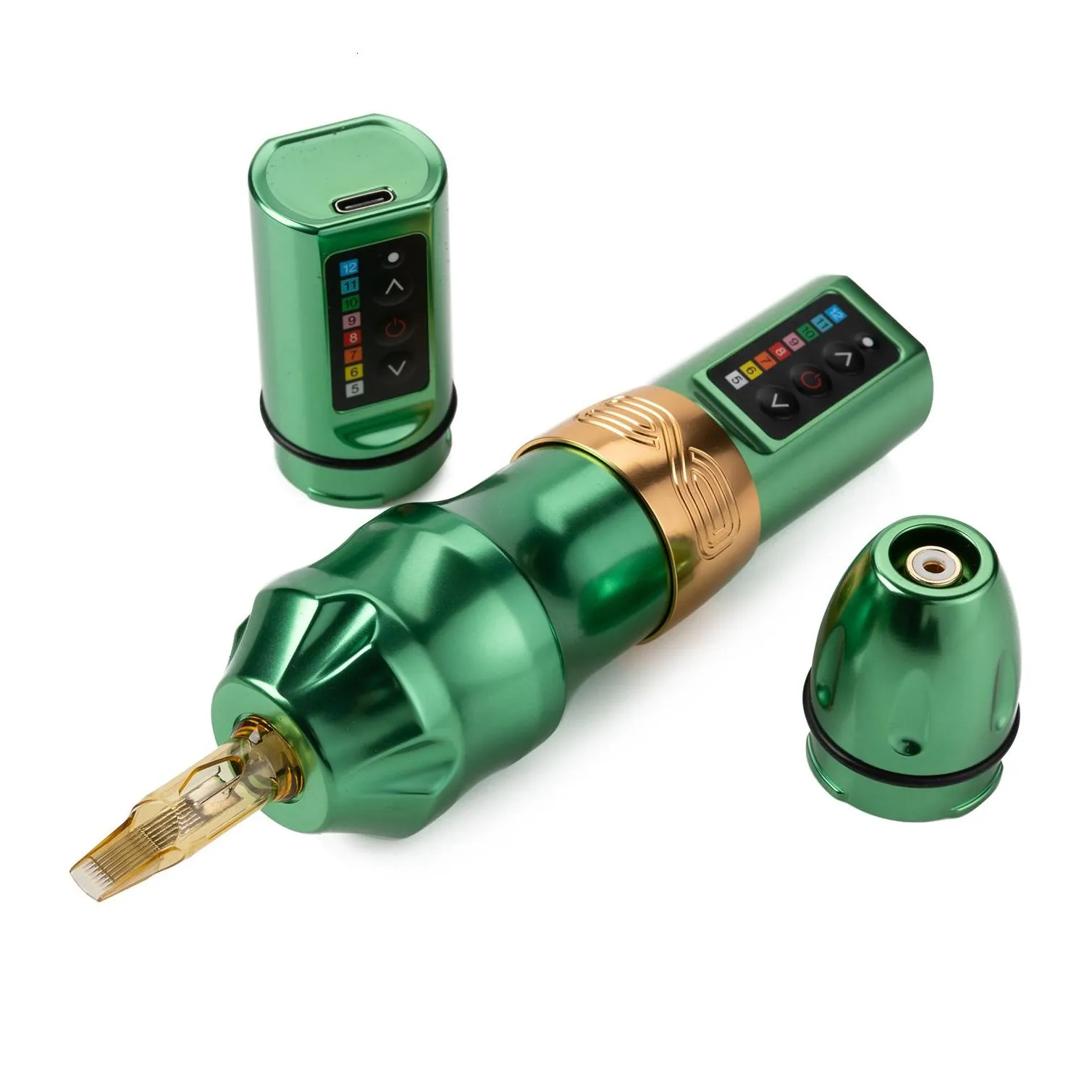 Tattoo Machine EXO Wireless Tattoo Pen Machine Powerful Coreless Motor Chargeable Lithium Battery Tattoo Artist Tool Green Color