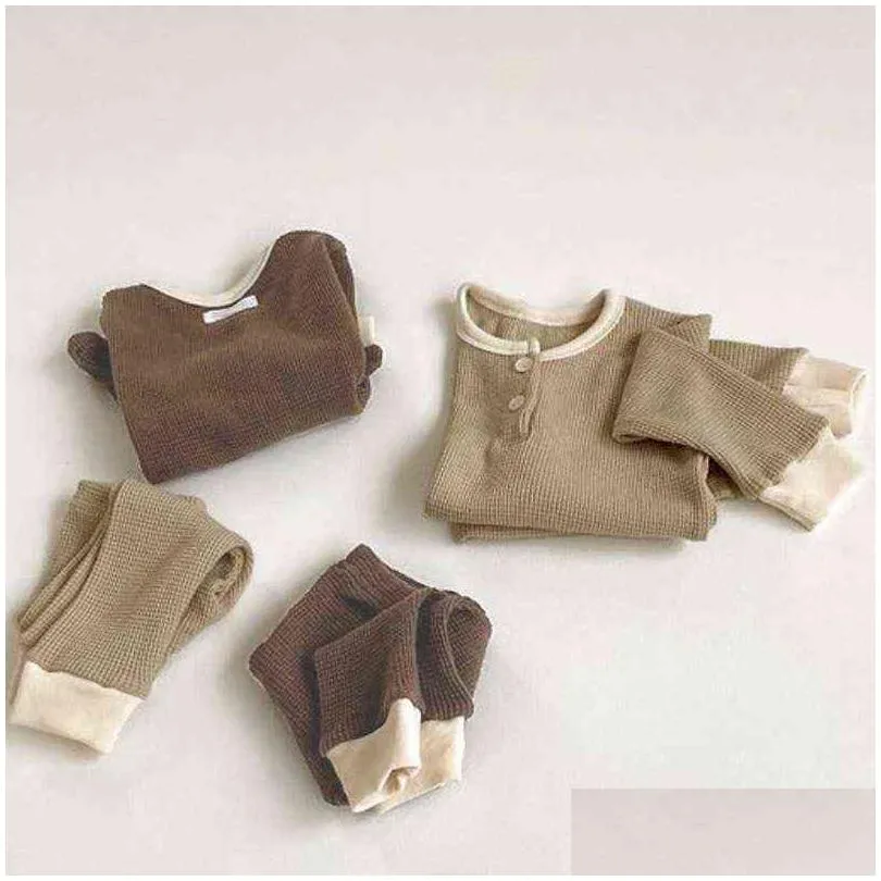 Clothing Sets Born Baby Girl Boy Cotton Clothes Set Ribbed Sweatshirtaddpant 2Pcs Bebe Home Suit Spring Autumn Clothing Outfit 0-2Y 28 Dh23H