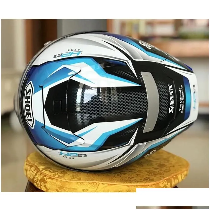 Motorcycle Helmets SHOEI X14 Helmet X-Fourteen R1 60th Anniversary Edition White Blue Full Face Racing Casco De Motocicle