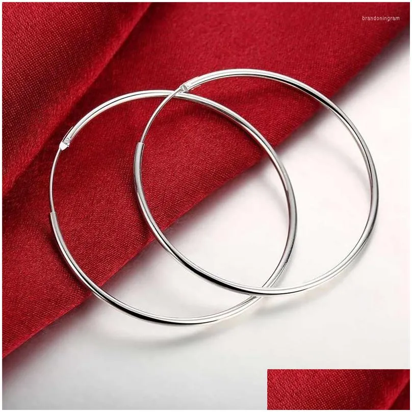 Hoop Earrings ONLYICE 925 Sterling Silver Round Circle 35/50/60mm For Woman Wedding Engagement Party Fashion Charm Jewelry Gift