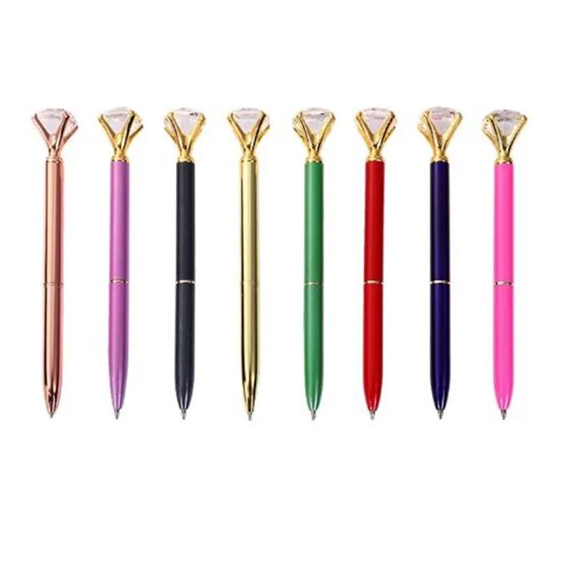 wholesale Metal Ballpoint Pen With Large Crystal Glass Diamond Luxury Creative School Office Supplies Christmas Gifts Custom logo