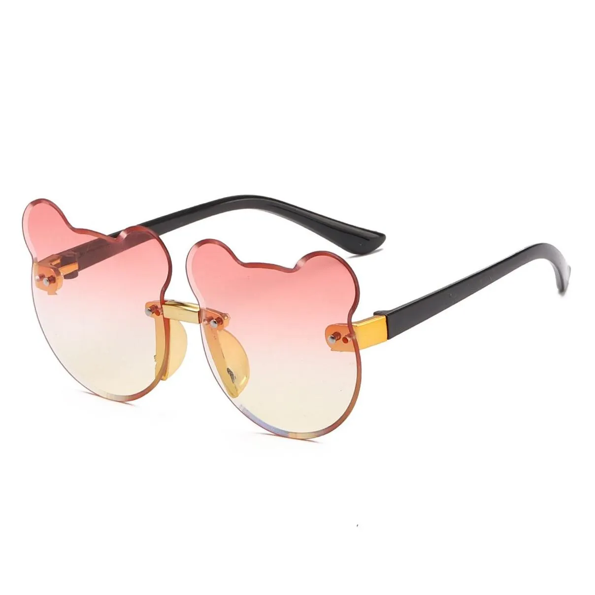 girls boys cute bear animal cartoon rimless sunglasses children retro round sunglasses outdoor uv400 baby shade glasses eyewear