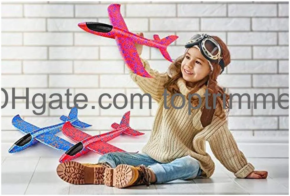 bootaa airplane toys 17.5 large throwing foam plane 2 flight mode glider flying toy for kids birthday gifts for 3 4 5 6 7 8 9 10 11 12 year old boys girls outdoor sport toys party favors