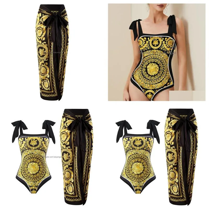 european and american combo conservative vintage gold double-sided beach spring swimsuit two-piece set french vintage combo bikini