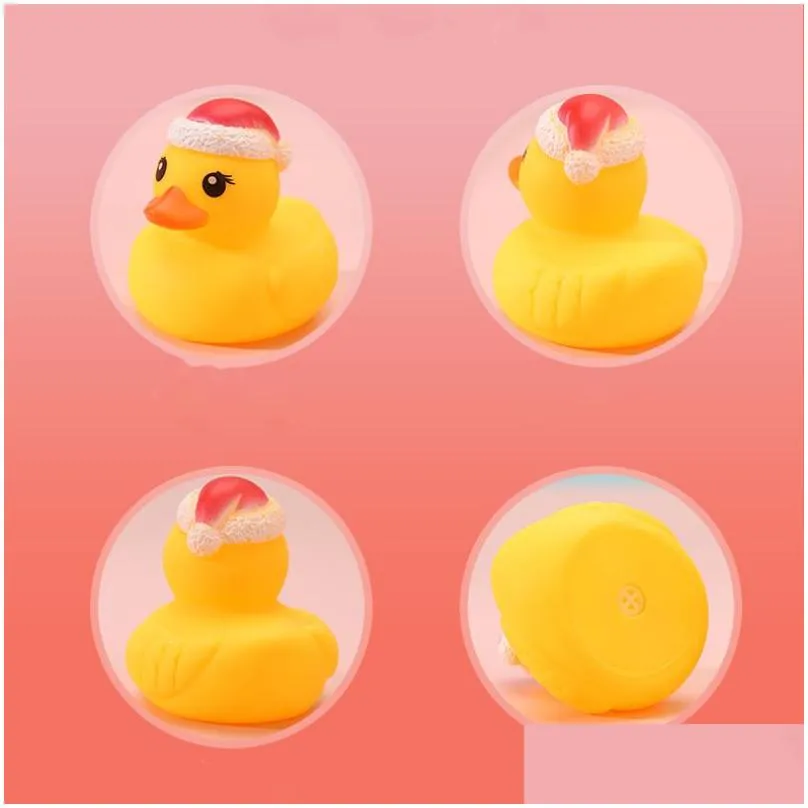 Christmas Toy Car Decoration Christmas Party Favorber Rubber Duck Bath Toys Kids Assorted Ducks Holiday Baby Shower Snowmen Squeeze So Dhbdy