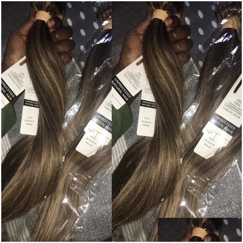 Hair Wefts Highlight Ombre Bundles With Closure T part Brazilian Bone Straight Bundles With Closure Brown Human Hair Bundles With Closure