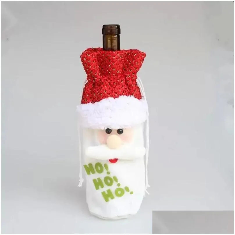 Christmas Decorations 2023 Christmas Decorations For Home Santa Claus Wine Bottle Er Snowman Stocking Gift Holders Xmas Navidad Decor Dhpme