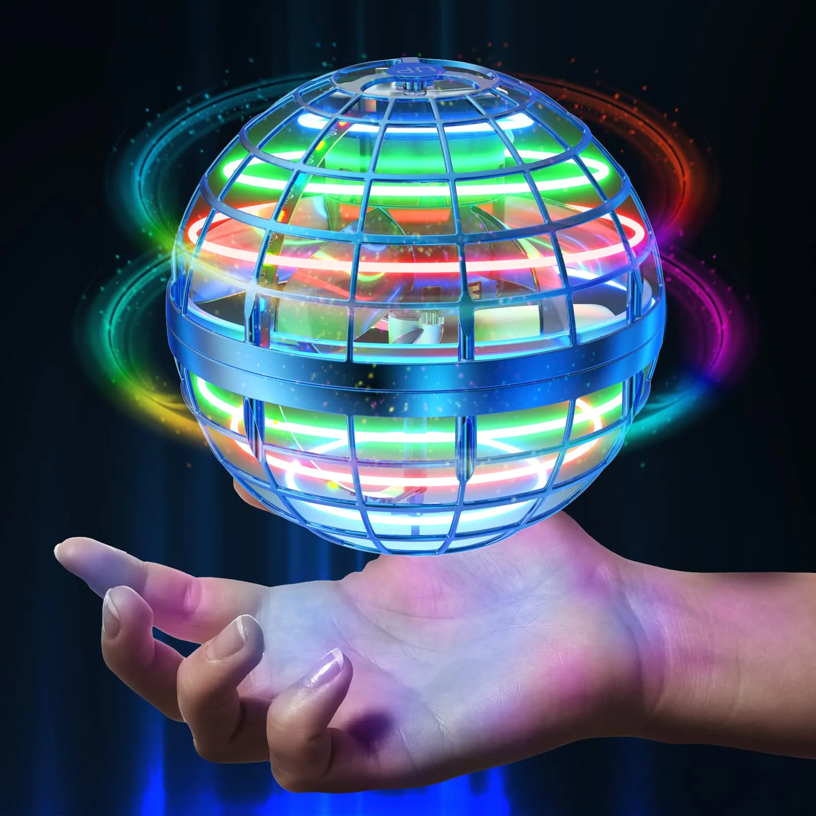 flying ball orb hover ball flying toys for kids adults flying orb magic with led light 360ﾰrotating outdoor indoor hot toys for birthday christmas 2021 b