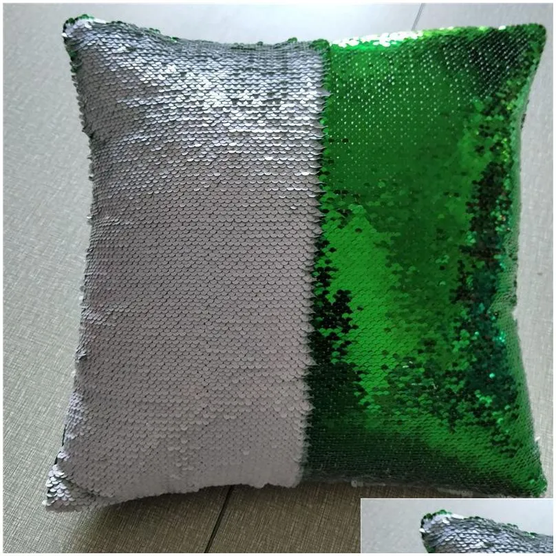 Sequins Mermaid Pillows Case Cushion New Sublimation Magic Sequin Blank Pillow Cases Hot Transfer Printing DIY Personalized Gift