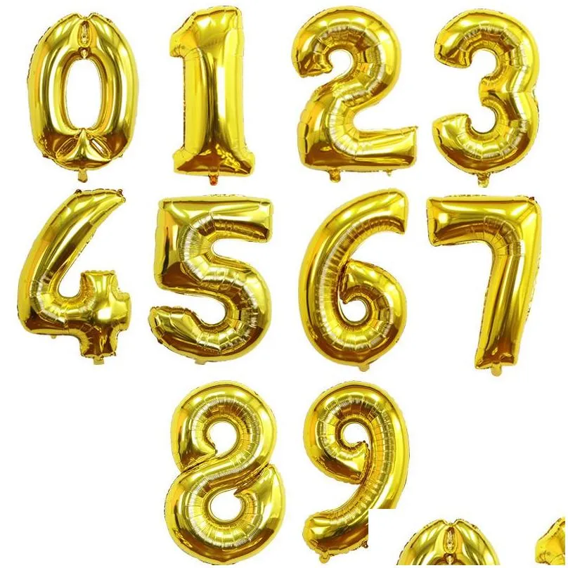 32inch number foil balloons digit 09 balls for wedding birthday party decorations kids adult balon anniversary number supplies