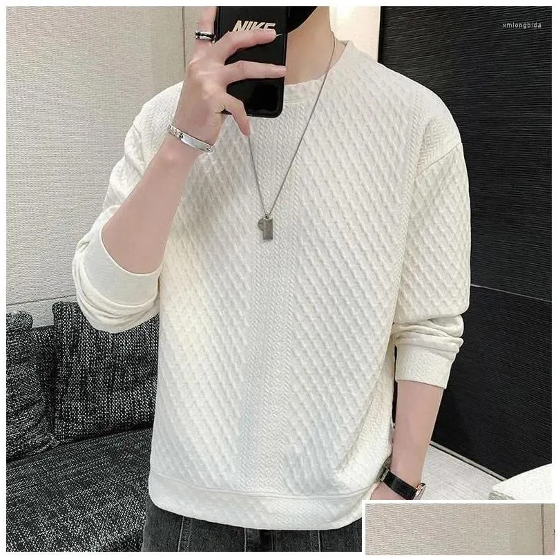 mens hoodies spring autumn y2k elegant fashion kpop sweatshirt man all match long sleeve top solid color casual pullover male clothes