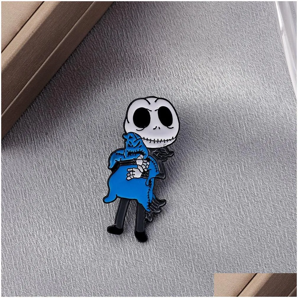 Jack Skellington Enamel Badges Nightmare before Christmas Oogie Boogie Pumpkin King Halloween Movie Jewelry Brooches Lapel Pins 3