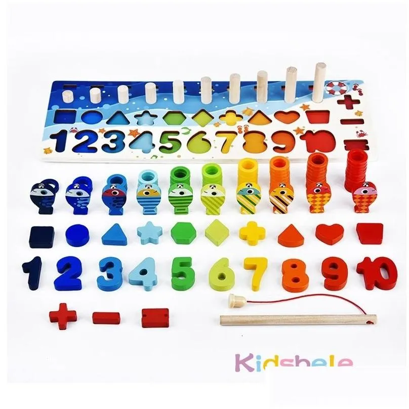 Learning Toys Learning Toys Kids Montessori Math For Toddlers Educational Wooden Puzzle Fishing Count Number Shape Matching Sorter Gam Dhscu