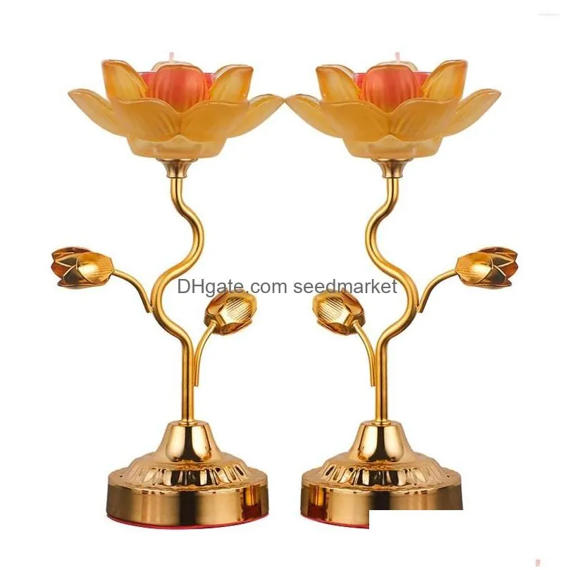Candle Holders 2X Lotus Ghee Lamp Holder Butter Candlestick For Bedroom Drop Delivery Home Garden Decor Dhtvs