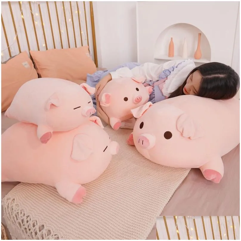 Plush Dolls 40/50/60/80Cm Squish Pig Stuffed Doll Lying Plush Piggy Toy Animal Soft Plushie Pillow Cushion Kids Baby Comforting Gift 2 Dhcap