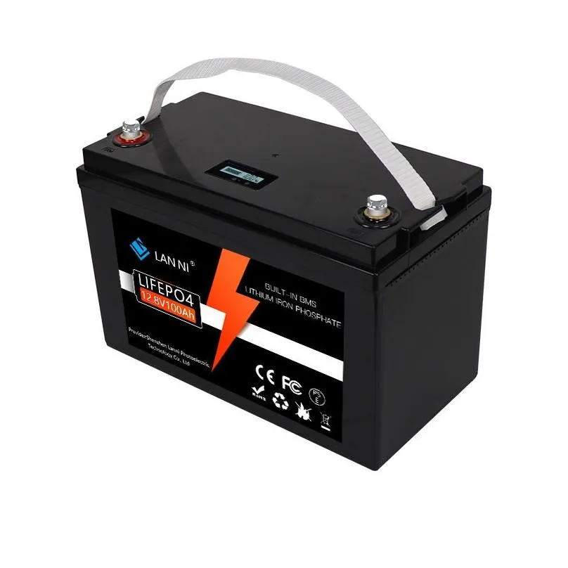 LiFePO4 battery 12V100AH has built-in BMS display, which can be used for mobile phone, golf cart, forklift, Campervan, photovoltaic, RV and
