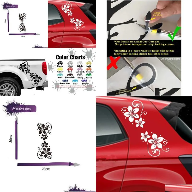 Stickers Flowers with Dots Car Sticker Decal for Windshield Tailget Bumper Hood Auto Vehicle SUV Vinyl Decor R230812