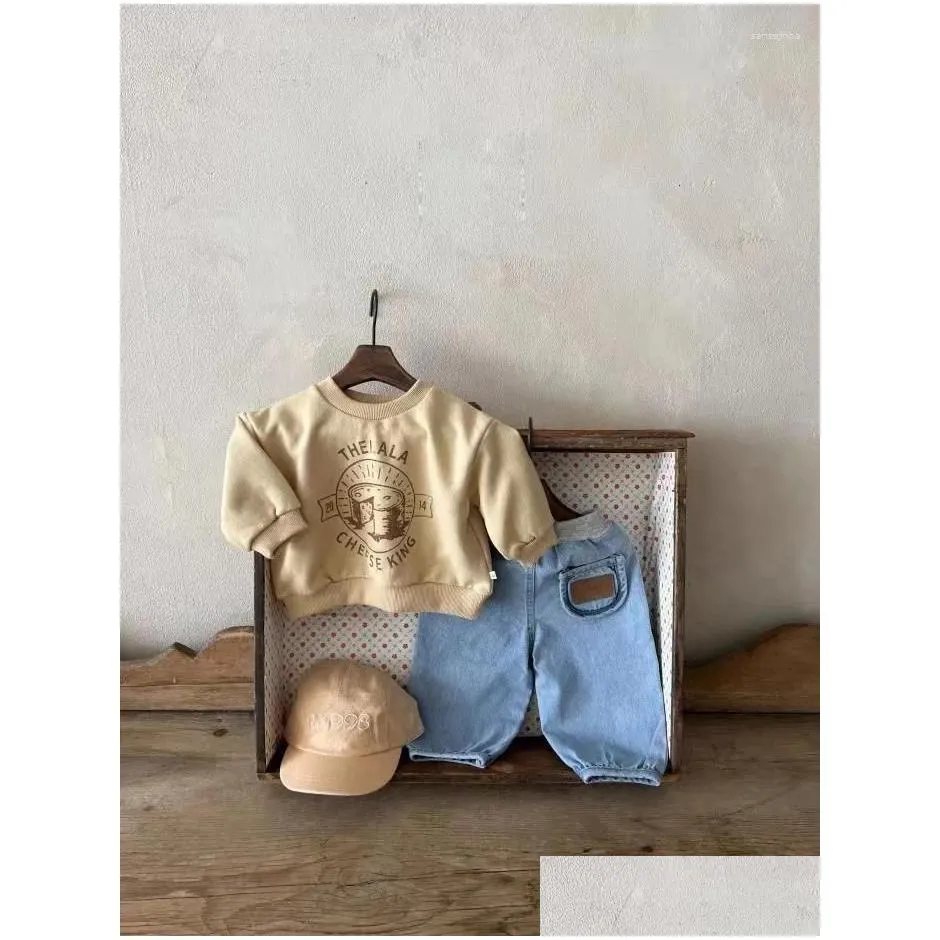 Trousers Korean Baby Jeans Spring Autumn Toddler Boys Girls Pants Solid Color Loose Denim 0-3Y Kids All-match Casual