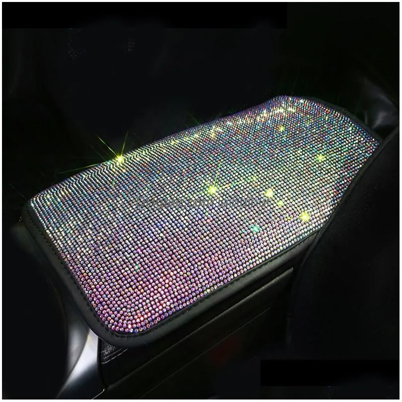 car seat covers rhinestone crystal armrests cover pad vehicle center console arm rest box cushion diamond girls interior accessories1