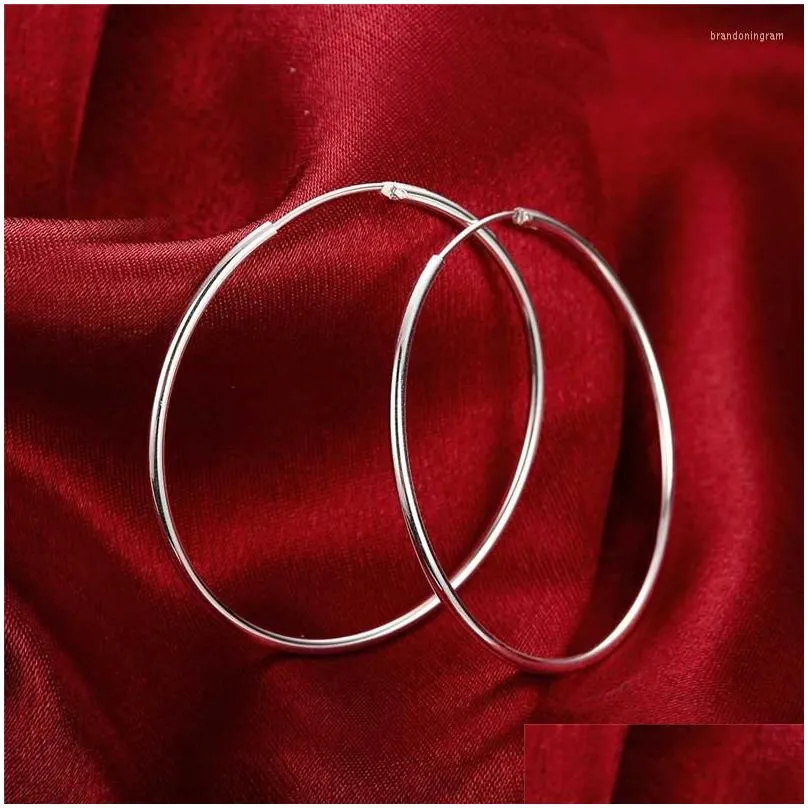 Jewelry Hoop Earrings Onlyice 925 Sterling Sier Round Circle 35/50/60Mm For Woman Wedding Engagement Party Fashion Charm Jewelry Gift Dhrhc