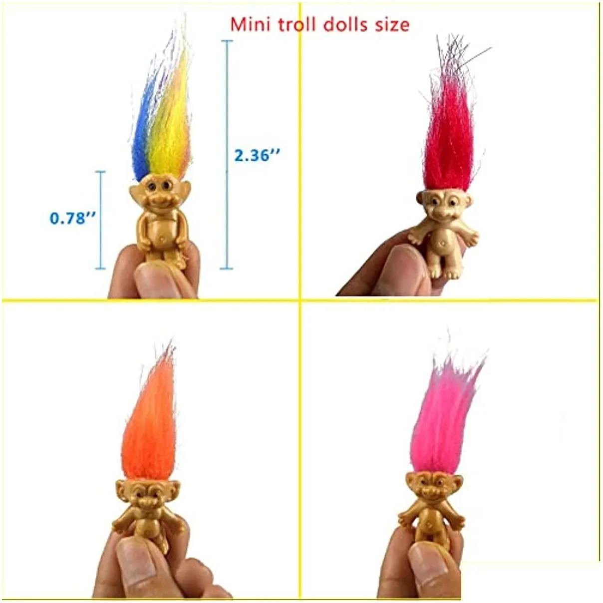 Dolls 10Pcs Mini Troll Dolls Toys Pvc Vintage Trolls Lucky Doll Action Figures Cake Toppers Chromatic Adorable Cute Little Guys Collec Dhp4Y