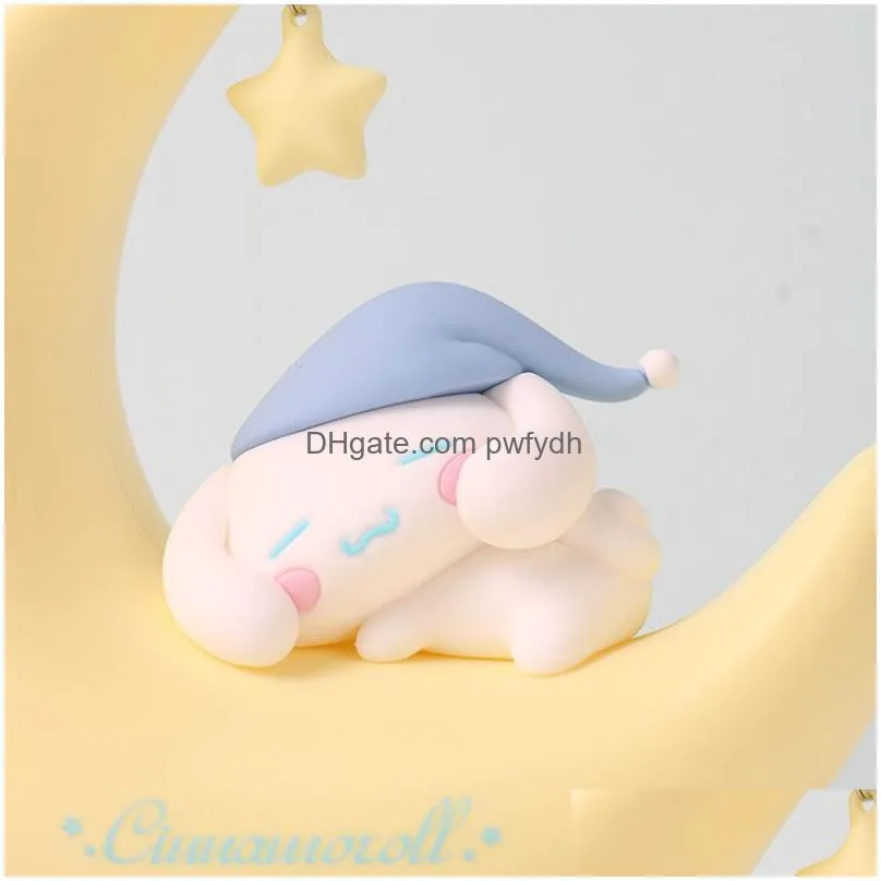 novelty items led romantic kuromi light bedroom decoration moon shaped night light anime cinnamoroll cute doll desk lamp kids gift