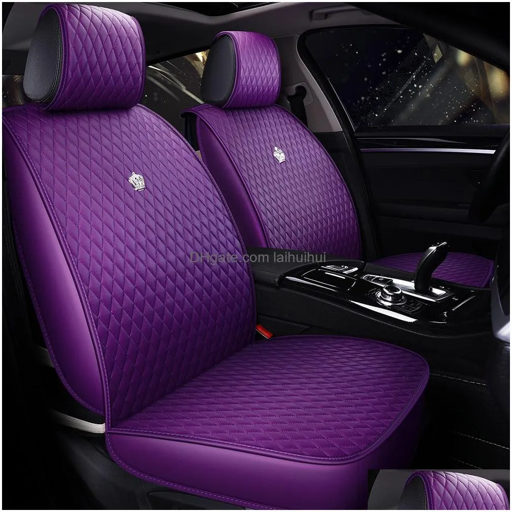 purple automobile car seat covers pu leather universal car seat cover for  subaru honda auto interiors accessories 1 set