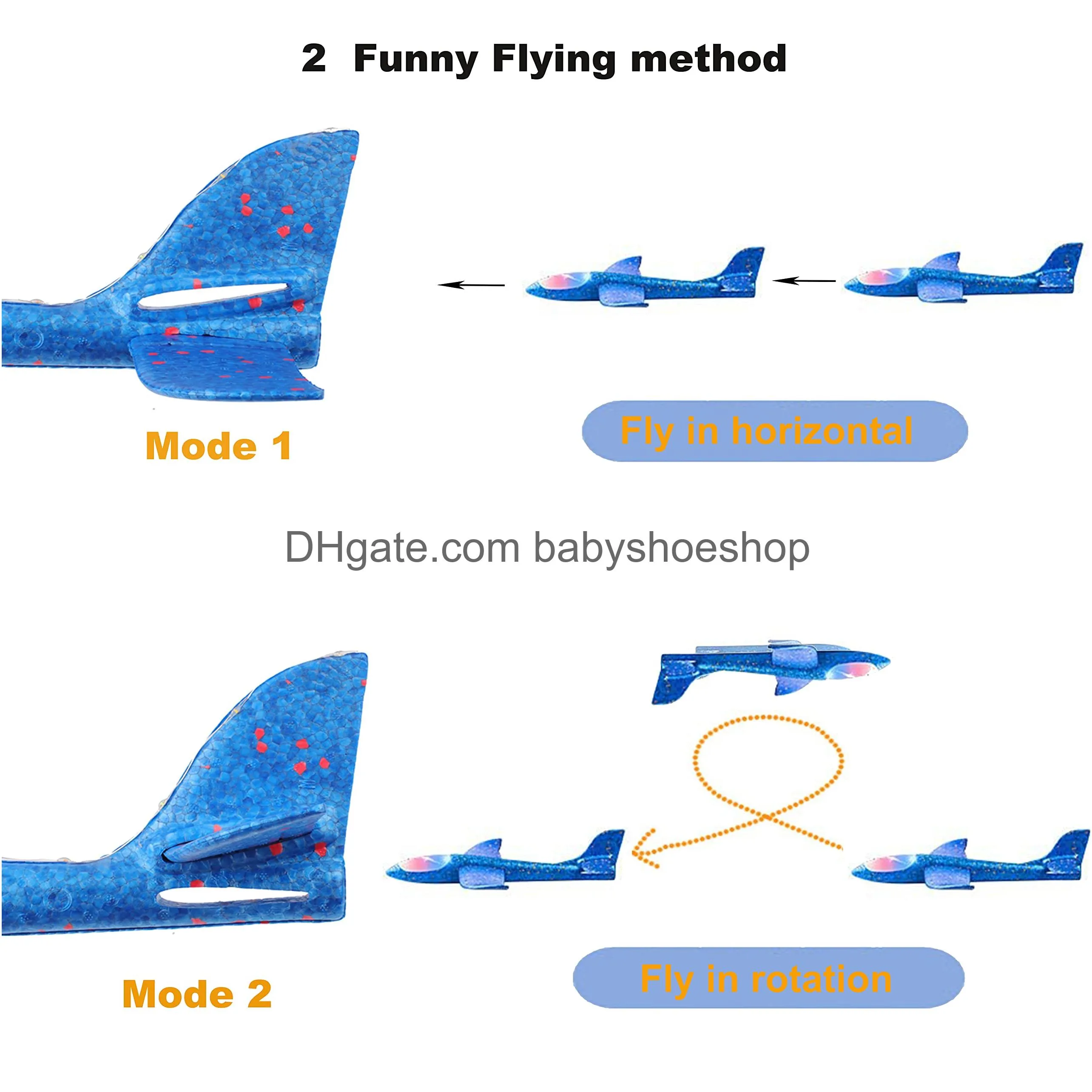 foam airplanes for kids 18.9 throwing airplane toys led light up flight mode glider plane toys flying toys fun summer activities for kids sports game outdoor toys for boys girls kid gifts