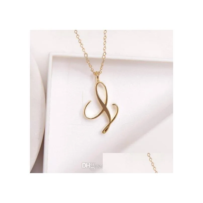 mom love cursive name k english alphabet gold silver family friend letters sign word chain necklaces tiny initial letter pendant