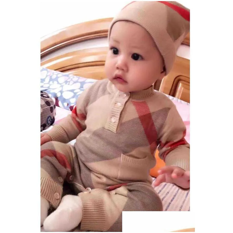 infant baby rompers winter clothes newborn baby boy girl knitted sweater jumpsuit hooded kid toddler warm outerwear and hat