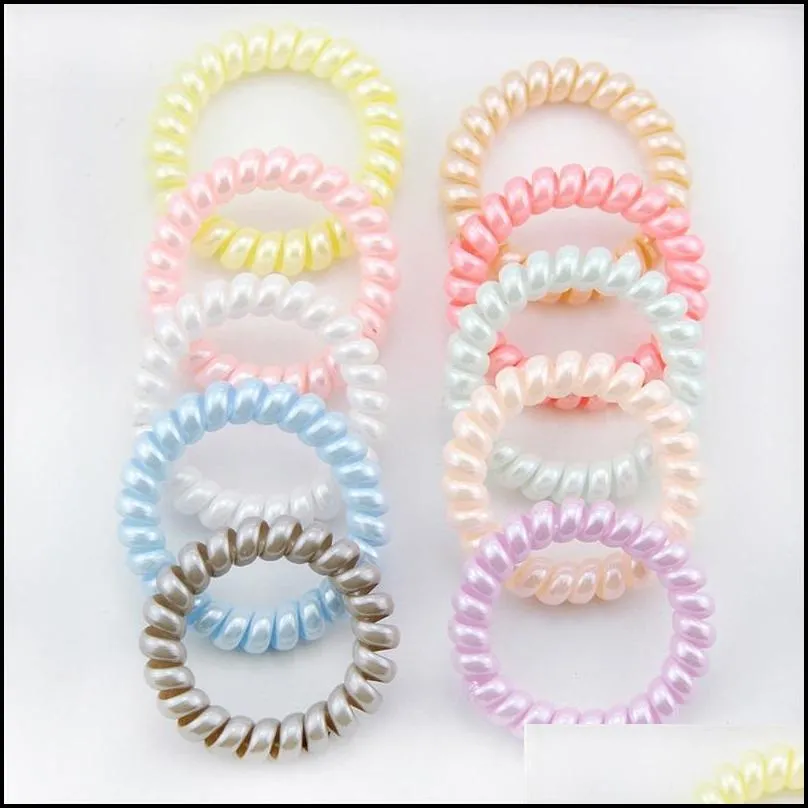 Hair Accessories New Women Scrunchy Girl Hair Coil Rubber Bands Ties Rope Ring Ponytail Holders Telephone Wire Cord Gum Tie Bracelet D Dhsfz