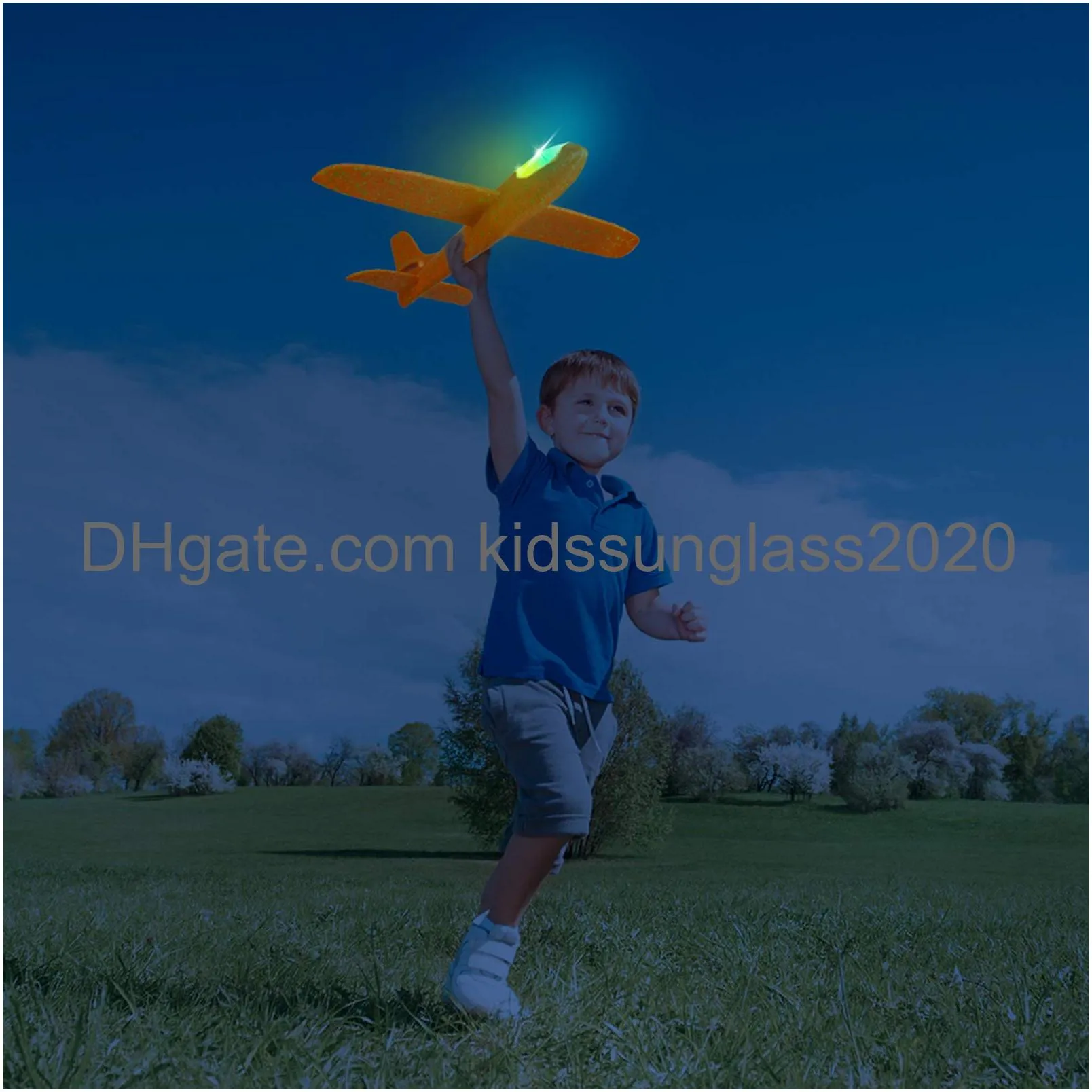 led light airplane 17.5 large throwing foam plane 2 flight mode glider plane flying toy for kids gifts for 3 4 5 6 7 8 9 years old boy outdoor sport toys birthday party favors foam airplane