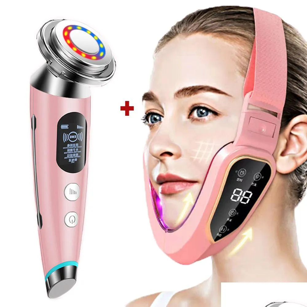 Face Massager EMS V Face Shaper Lifting Massager Double Chin Reducer LED Mesotherapy Radio Frequency Skin Tightening Wrinkle Removal