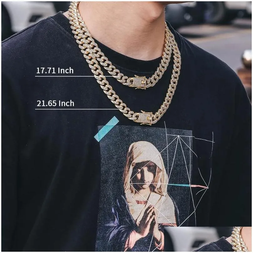 chains cuban link chain for men iced out silver gold rapper necklaces full  necklace bling diamond hip hop jewelry choker