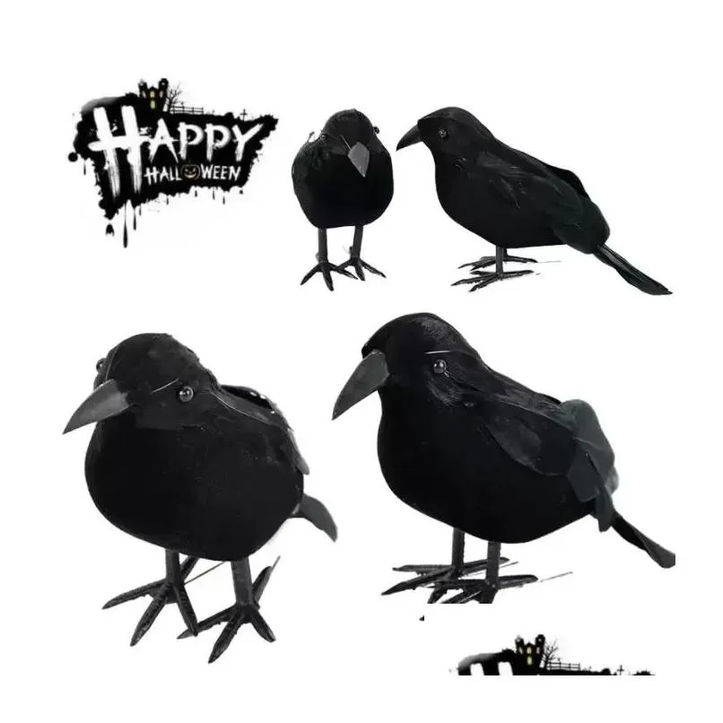 halloween black crow model simulation fake bird animal scary toys for halloween party home decoration horror props