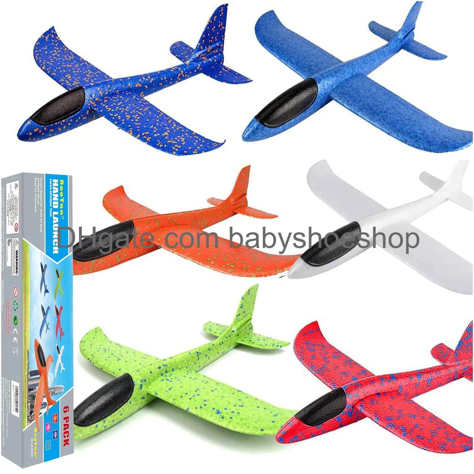 bootaa airplane toys 17.5 large throwing foam plane 2 flight mode foam gliders birthday gifts for kids 3 4 5 6 7 8 9 10 11 12 year old boys kids girls outdoor yard family game toys