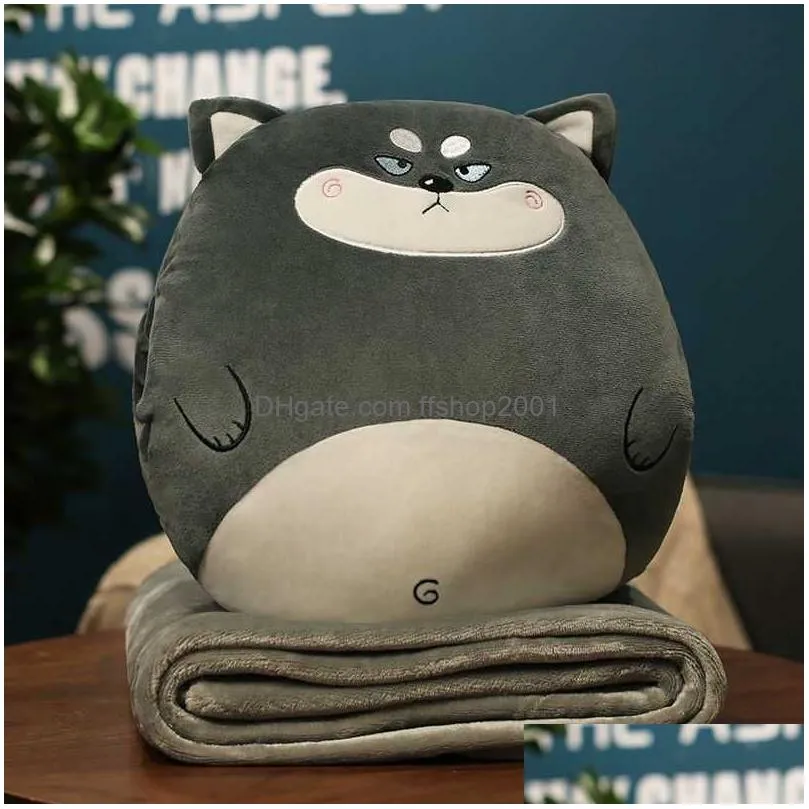 cushion/decorative stuffed hand warmer bag cartoon animal blanket cute cushion blanket home car travel for children girl gift r231117