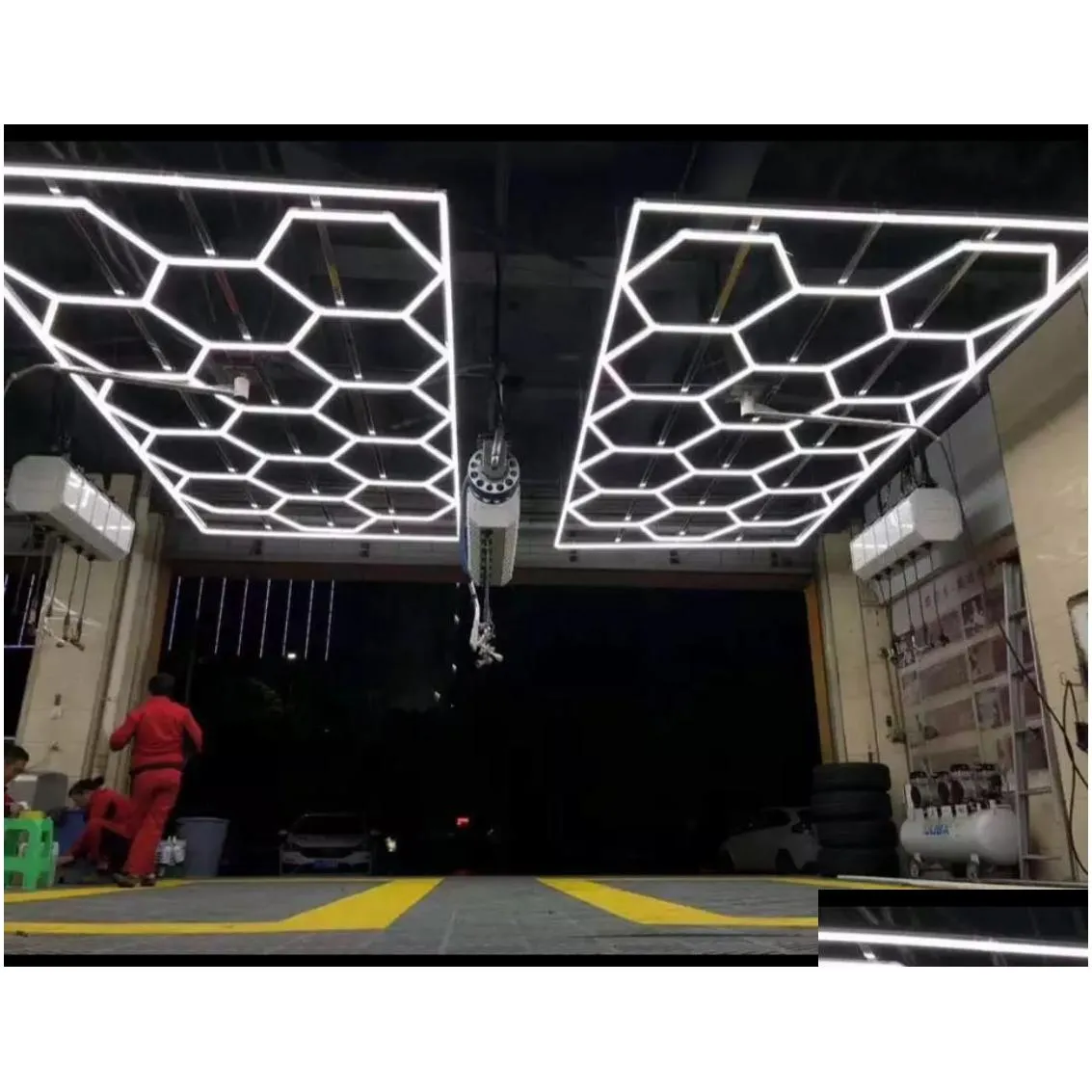 Factory Customized Honeycomb Lamp Hexagon Working Light for Car Wash Room Workshop Workshop Wholesale